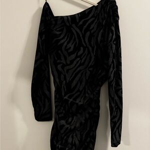 Zara Black Velvet and Gray Mini Studs Patterned Dress